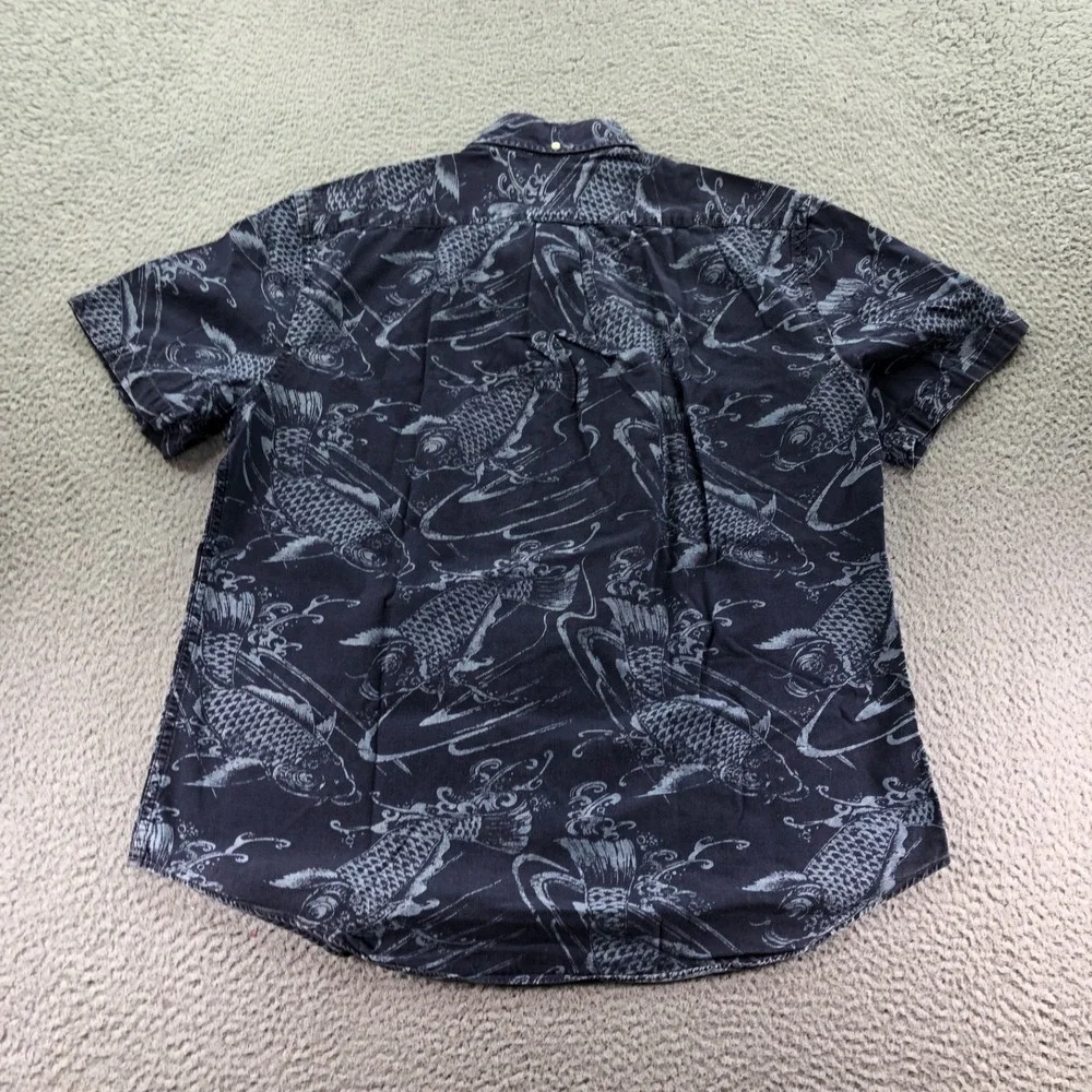 Polo Ralph Lauren Shirt Mens Extra Large Blue Koi Fish Short Sleeve Button Down